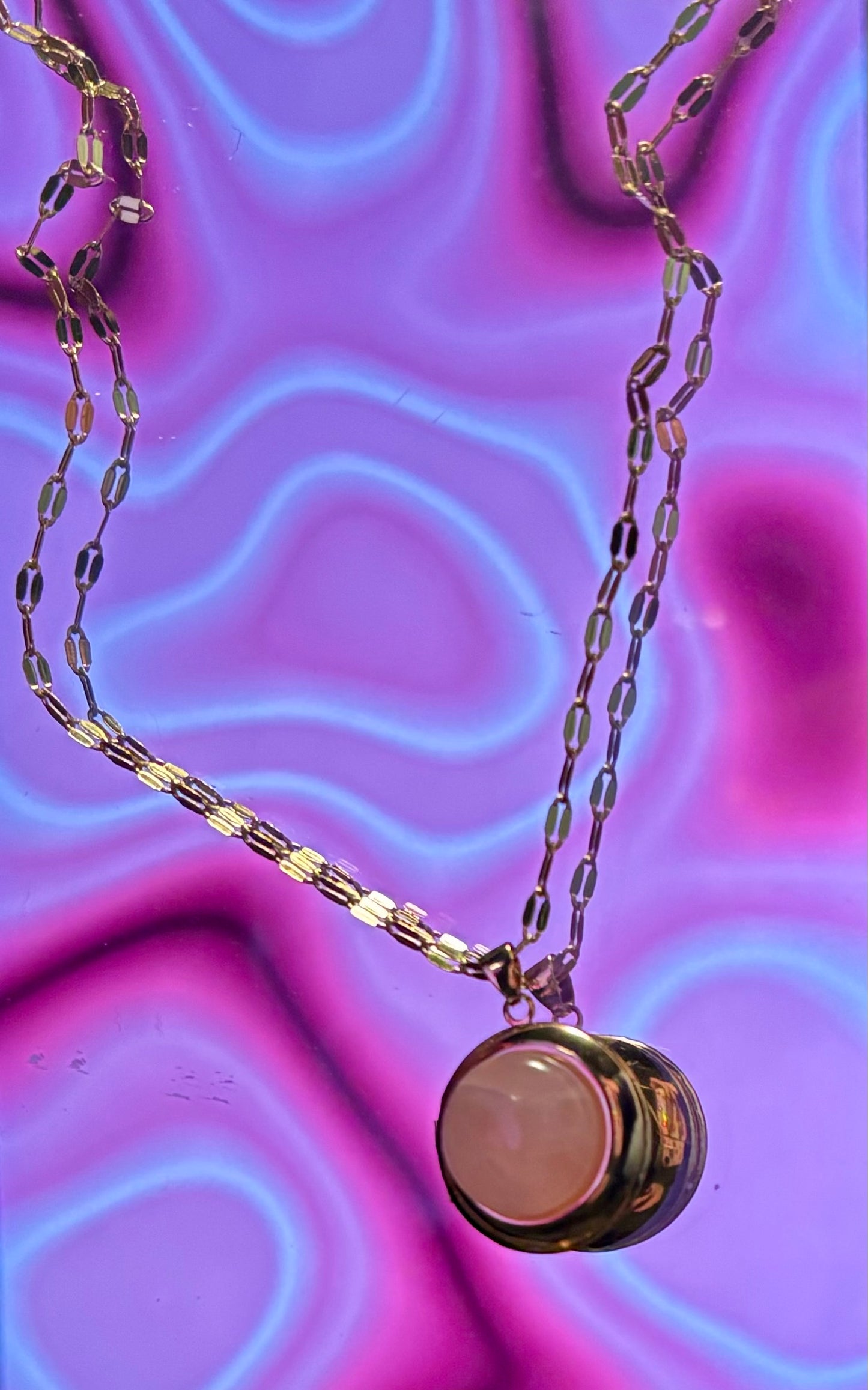 Pink Gem Locket Necklace